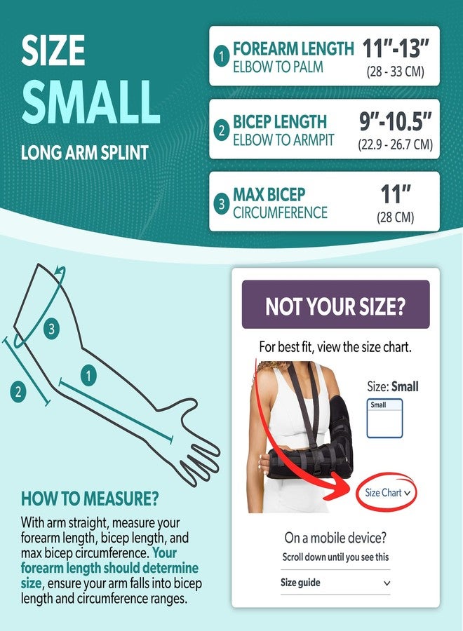 BraceAbility Posterior Long Arm Splint - Elbow Immobilizer Right or Left Forearm Brace with Sling for Fractures, Post-Surgery Recovery, Tendonitis, Bursitis, and Ulnar Nerve Entrapment Relief (S) - Image 2